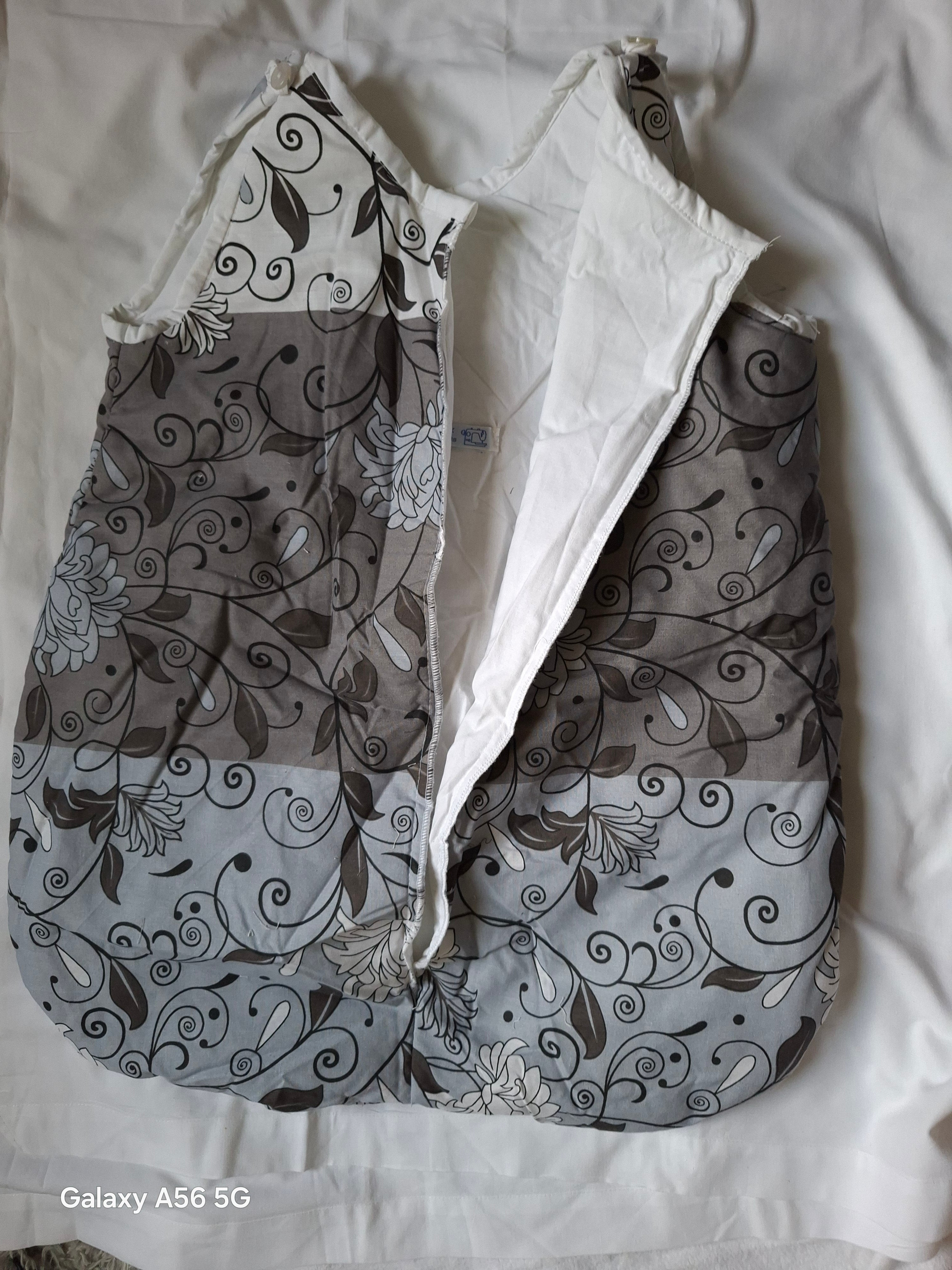 Gigoteuse Bébé - Coton Blanc et Wax Blanc Fleuri (0-3 mois)