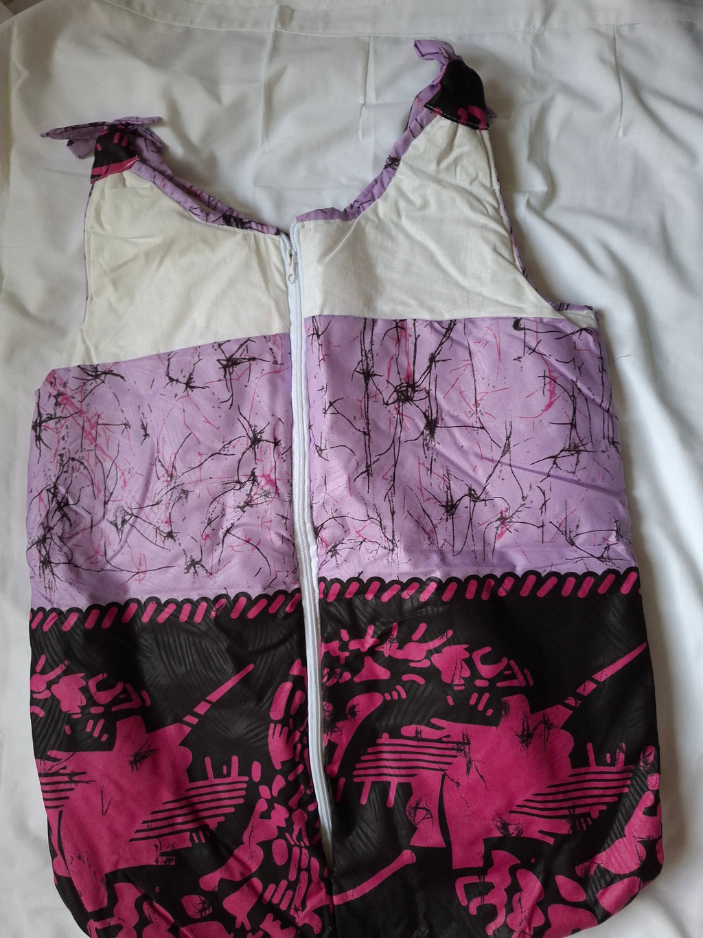 Gigoteuse Bébé - Coton Blanc et Wax Fuchsia Fleuri (0-3 mois)