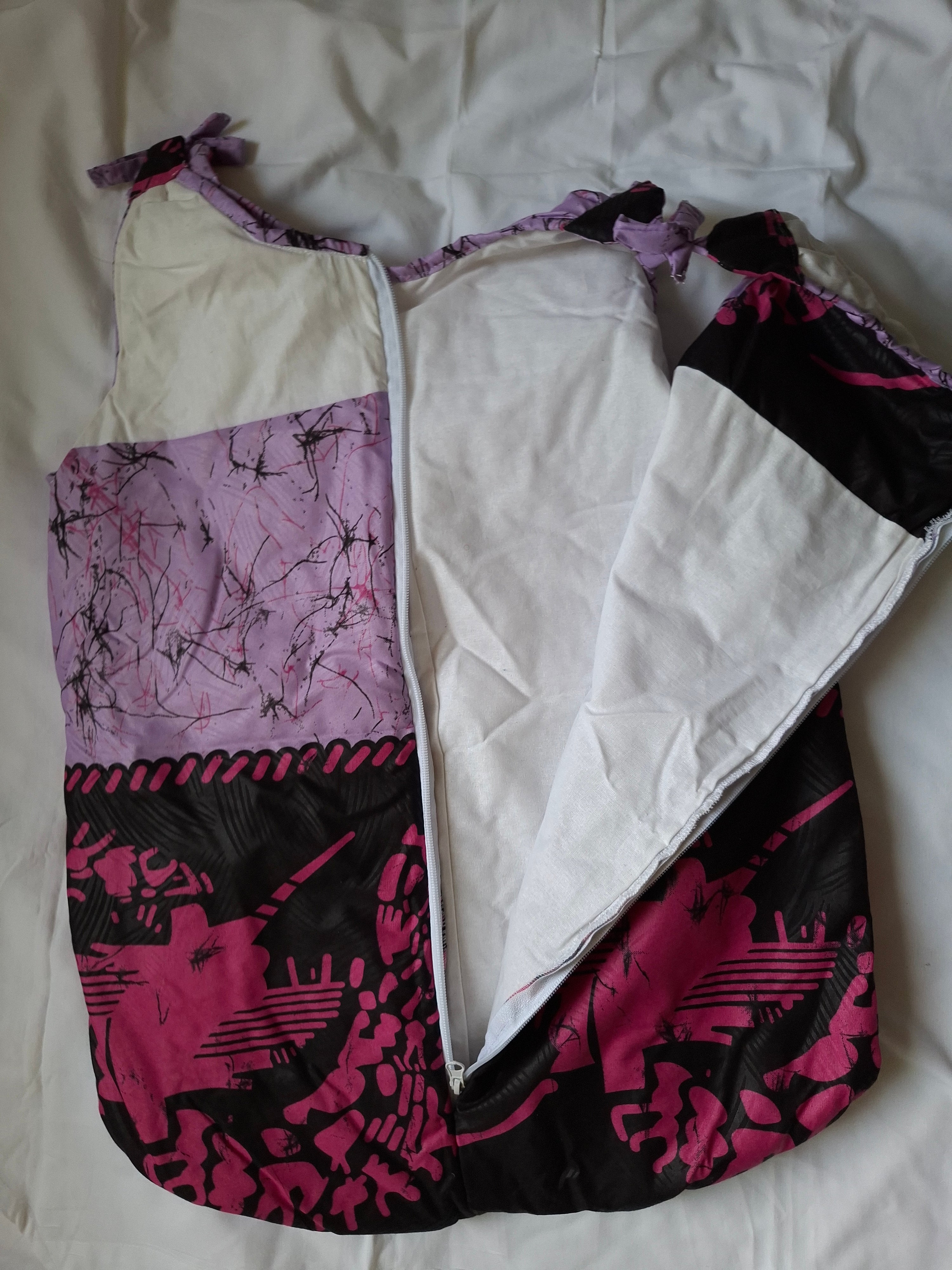 Gigoteuse Bébé - Coton Blanc et Wax Fuchsia Fleuri (0-3 mois)