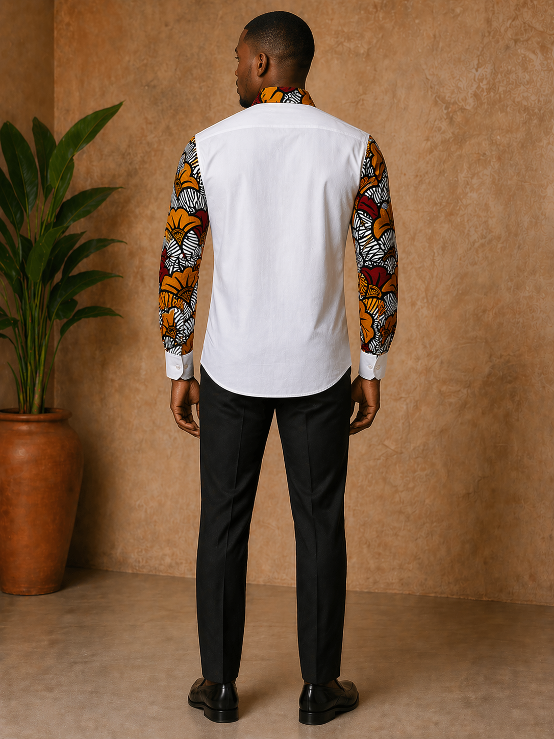 Chemise Homme Prestige - Blanc & Manches Wax