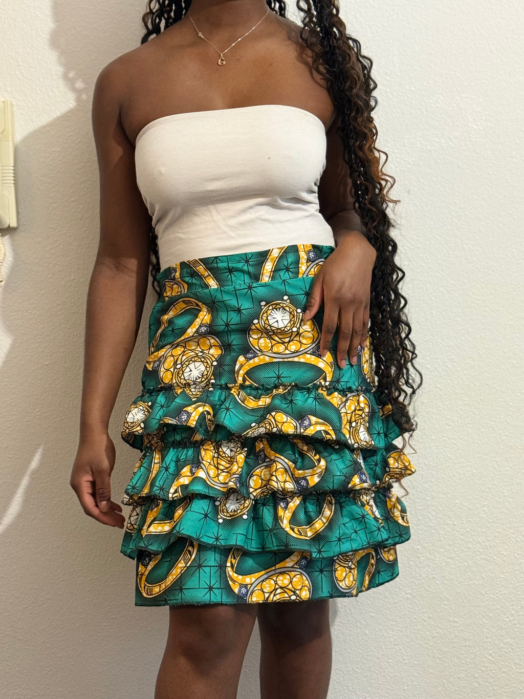Jupe Courte Wax 3 Étages avec frous frous - Style Africain Moderne