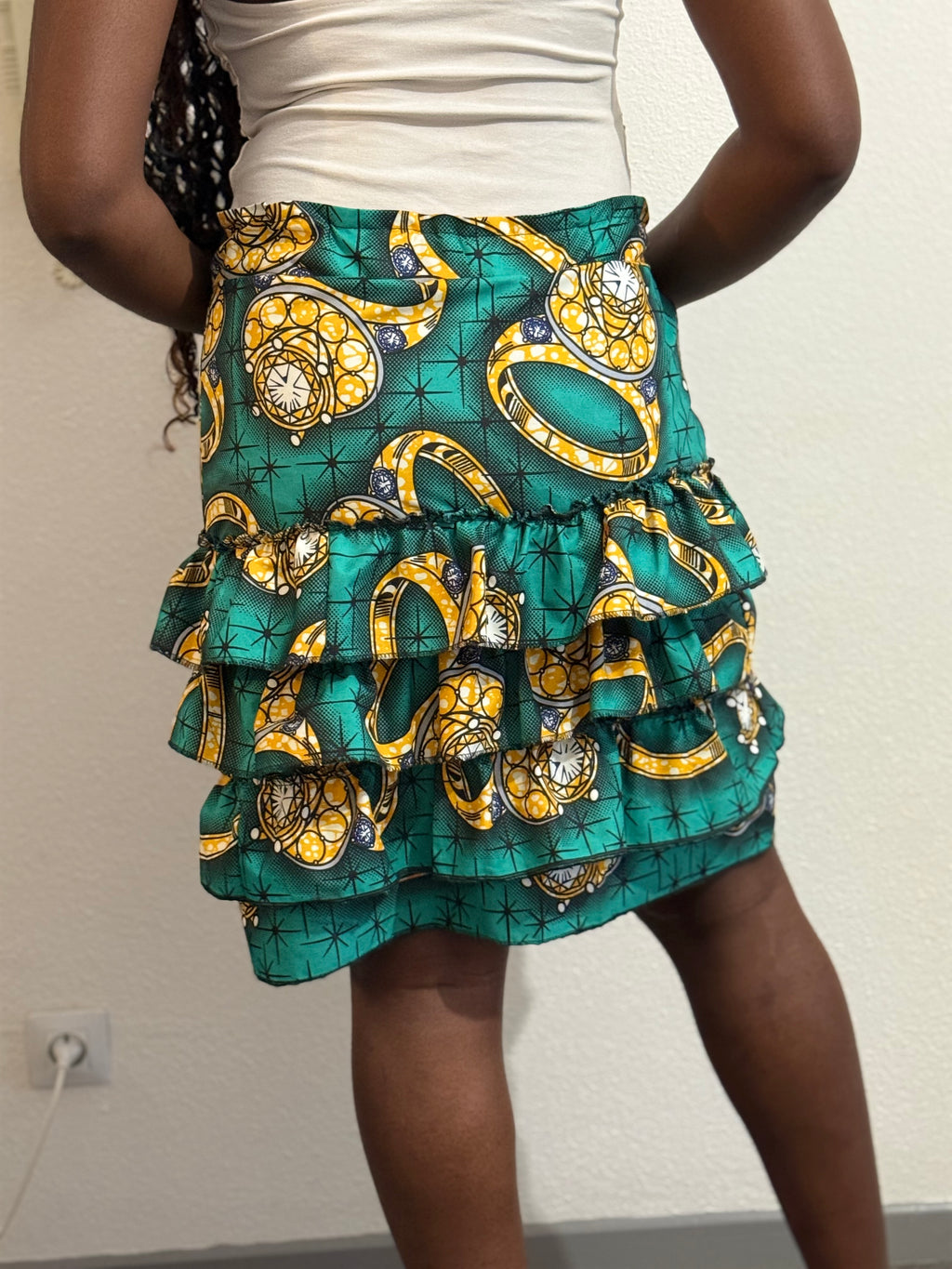 Jupe Courte Wax 3 Étages avec frous frous - Style Africain Moderne
