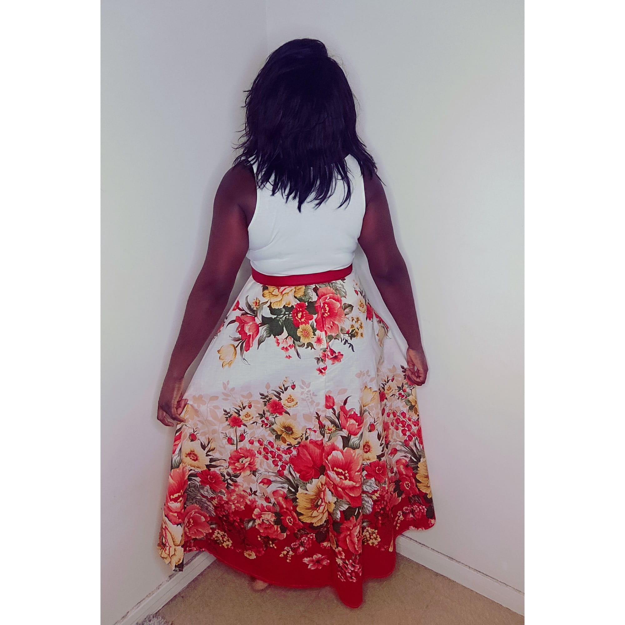 Jupe évasée tissu turc fleuri - Taille 44
