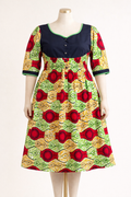 Robe Wax 2 Temps - Manches Mi-Longues - Jaune, Verte & Rouge