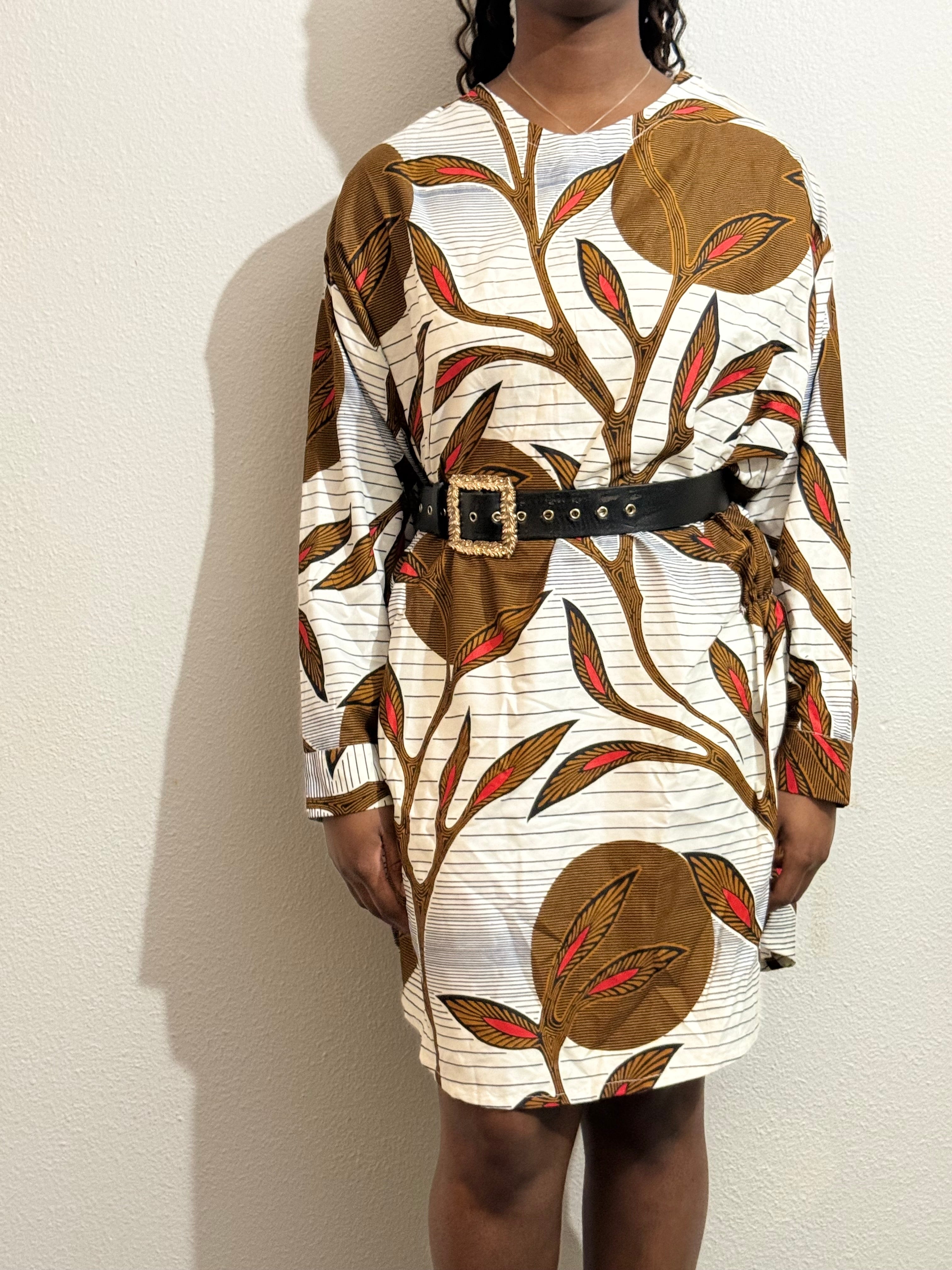 Robe oversize printemps wax blanc motif arbre fleuri marron - Taille unique (jusqu'au 44)