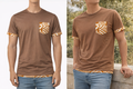 T-shirt Camel Minimaliste - Poche et Revers Graphiques Ocre