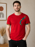 T-shirt Homme - Rouge & Virgule Graphique Wax