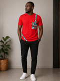 T-shirt Homme - Rouge Prestige, Poche & Bandes Graphiques