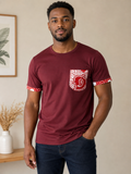T-shirt Homme - Bordeaux & Poche Graphique Wax