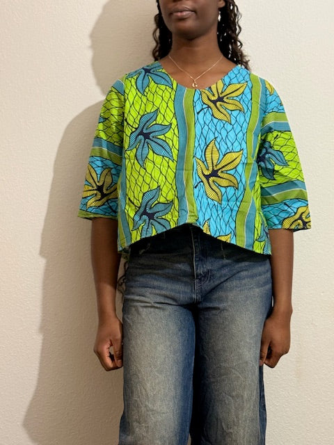 Haut Top Floral Wax Vert - Élégance Estivale