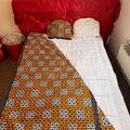 SAFI – Couette Double Face Wax Jaune Marron Géométrique Fait Main 90x200