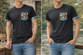 T-shirt Noir Minimaliste - Poche et Revers en Wax Graphique